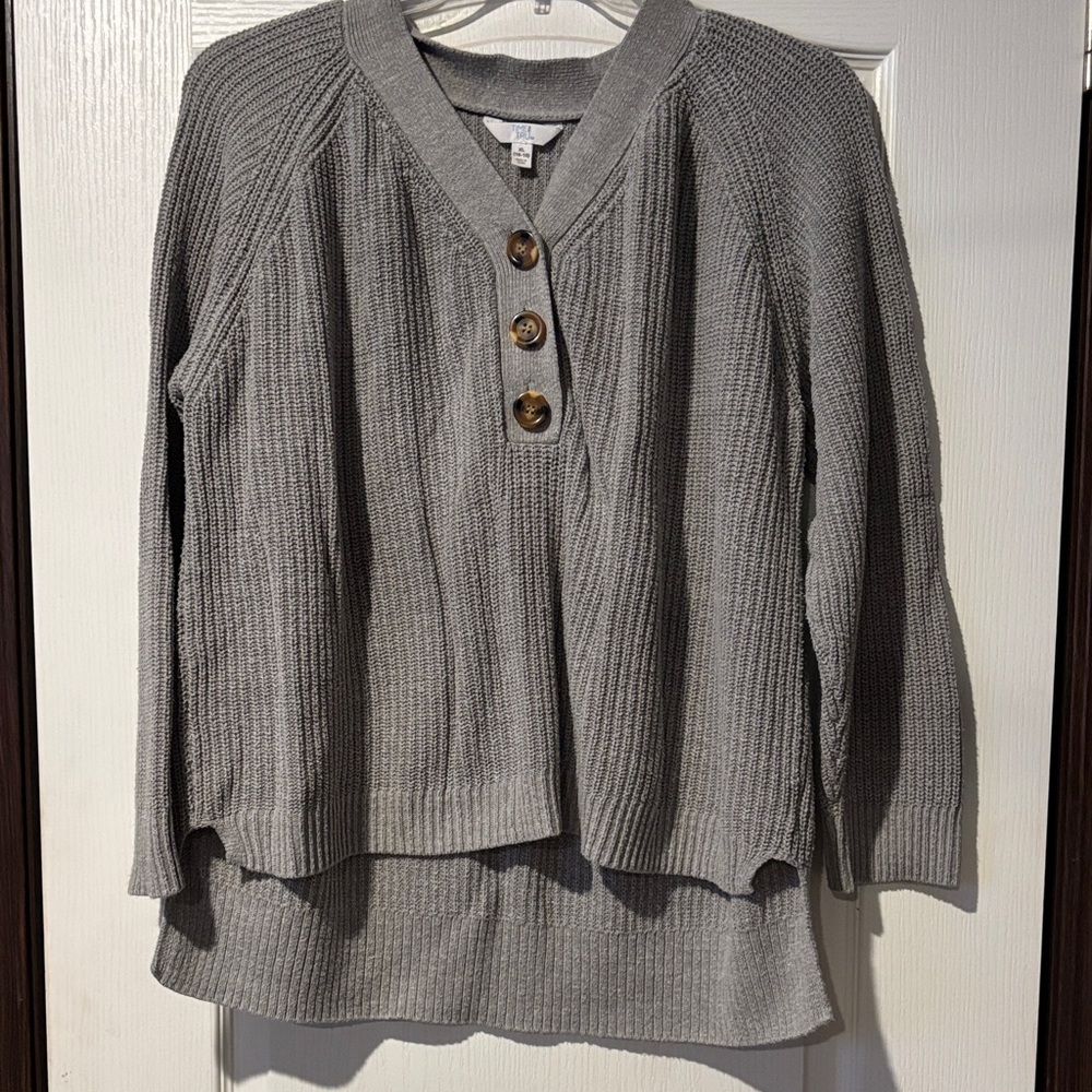 Time and Tru Gray Button-Front Hoodie